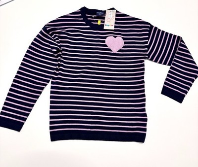 Lupilu Striped Sweater With Purple Heart, Size 6-8