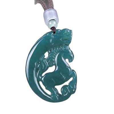 Natural jadeite hollowed out zodiac pendant jade stone ready for success