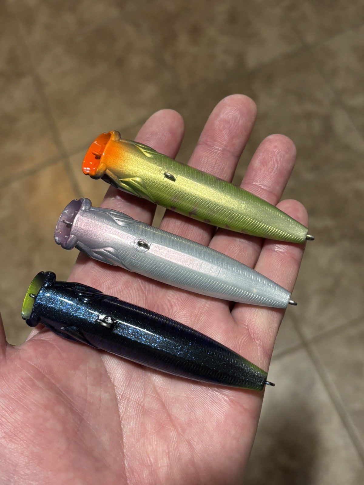 (Lot of 3) Custom Painted Poppers - Topwater  3.5" - 1/2oz - Image 3