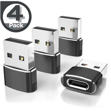 4 PACK USB to USB C Adapter Type-C Female to A Male OTG Converter Car Charger