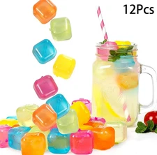 12pcs Reusable Whiskey Ice Cubes Plastic Refreezable Cooling Rocks for Drinks