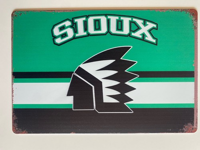 #ad North Dakota Fighting Sioux Sign Retro Logo NDU Fighting Hawks $21.99
