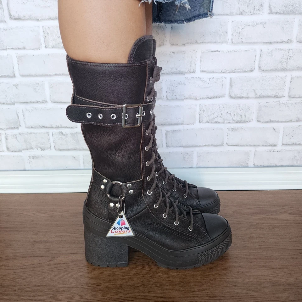 ⭐Chuck 70 De Luxe Tacón XXHi Plataforma Hebillas Tacones 7 Botas Para Mujer Marrón A15659C Foto 4 de 4