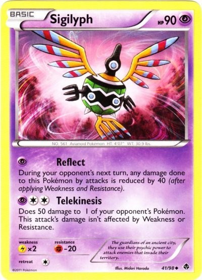 4x Lightly Played Sigilyph - 41/98 - Uncommon Pokemon Emerging Powers