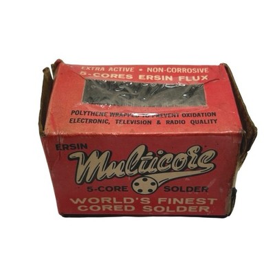 Ersin Multicore 5-Core Solder 60/40 Tin Lead 1lb Spool SN60 20 SWG Vintage Box