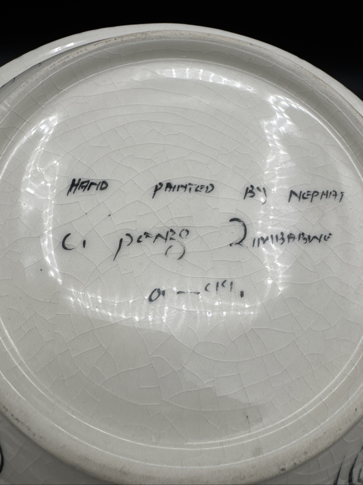 Penzo Zimbabwe Bowl 1999 Hand painted African Art Pottery 9.5” Safari READ More