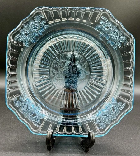 Hocking Blue Mayfair Open Rose 8.5” Salad Luncheon Plate Depression Glass