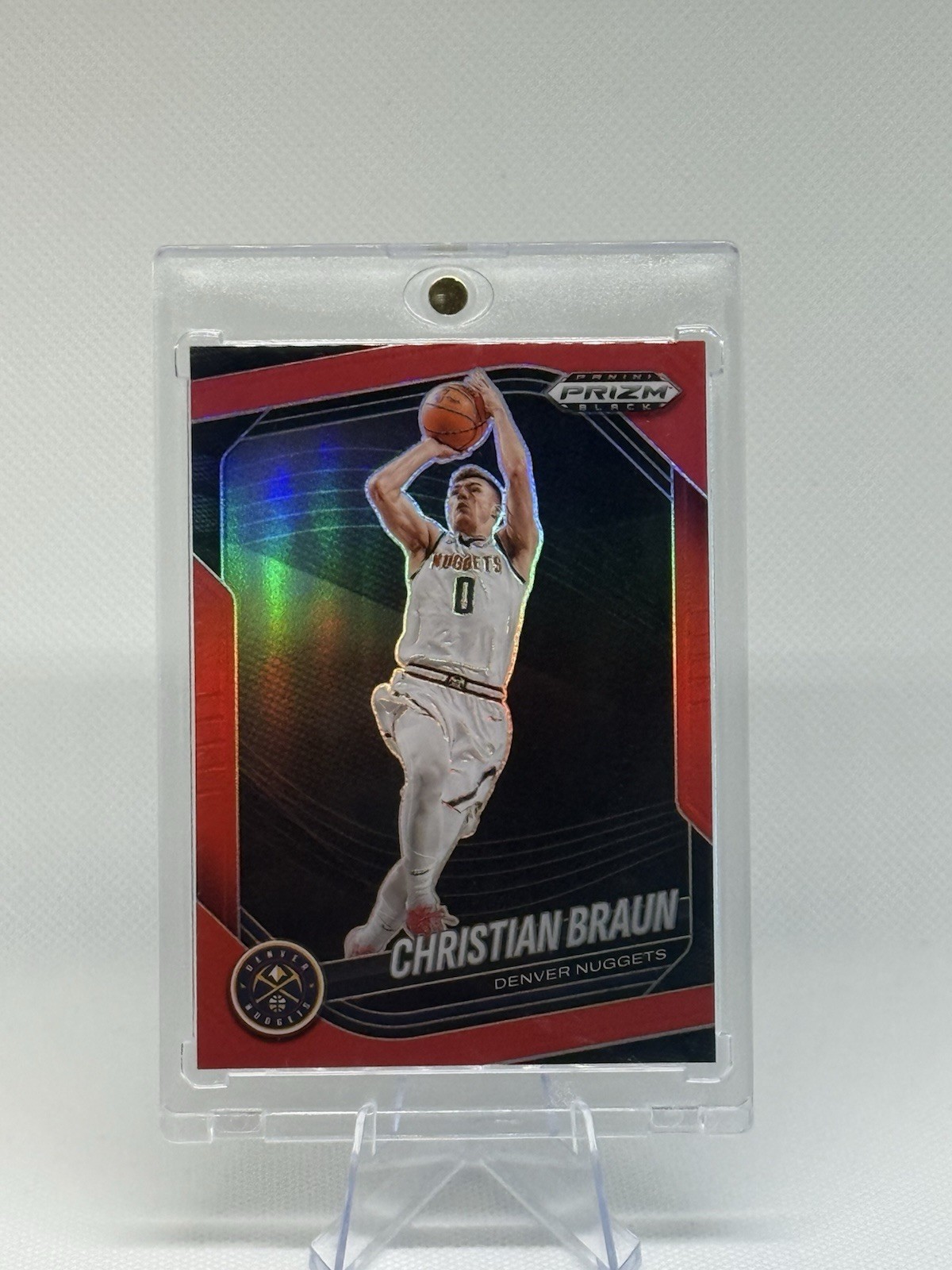 2024-25 Panini Prizm Black Christian Braun True Red Prizm /299 Denver Nuggets