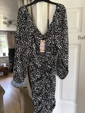 Ladies Ruched Animal Print Dress Size 20 from Boohoo Bnwt