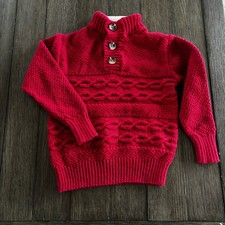 Cat and Jack Boys XS 4 / 5 Red Knit Collared Sweater