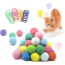30 Pcs Silent Cat Pom Pom Balls 4 Spring Toys for Indoor Kittens