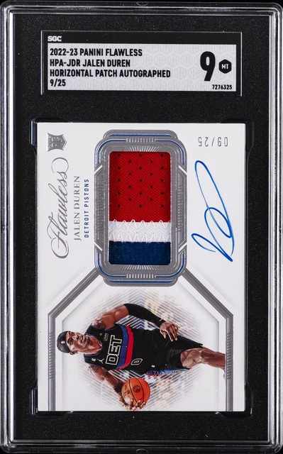 2022 Panini Flawless Game Worn Patch Auto #HJPA-JDR Jalen Duren Rookie /25 SGC 9