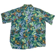 Vintage Reyn Spooner Garys Island Hawaiian Shirt Tropical Print Button-Up