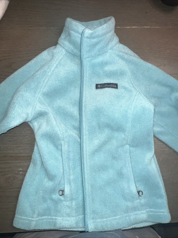 Columbia Girls Fleece Full Zip Jacket Size XS (6) Blue Zip pockets name tag
