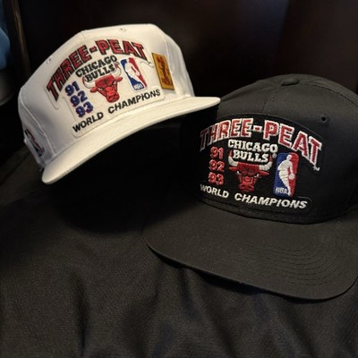 Vintage Chicago Bulls Three-Peat World Champions Snapback Hat Caps By Youngan