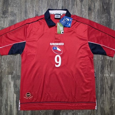 2001 Umbro Chile Home Soccer Jersey Ivan Zamorano Men XL Real