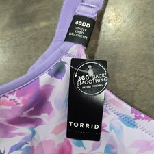 Torrid 40DD Purple Floral Balconette Bra Lightly Lined Back Smoothing