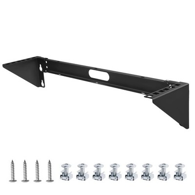 2u Hinged Wall Mount Patch Panel Bracket, 19.1 x 4.1 x 3.47 inches, black