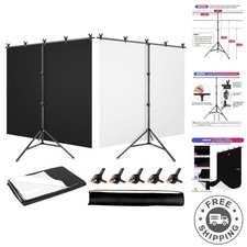 Elegant 5x6.5ft Black White Backdrop with Adjustable Stand for Photo Shoots