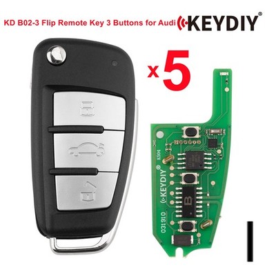 5PCS KEYDIY KD B02-3 Universal Flip Remote Key Metal 3 Buttons for Audi Type