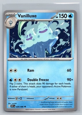Vanilluxe 029/086 White Flare Water Type Stage 2 Snowstorm Pokemon TCG Card