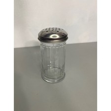 Clear Glass Sugar Shaker Stainless Steel Lid Diner Kitchen Condiment Dispenser