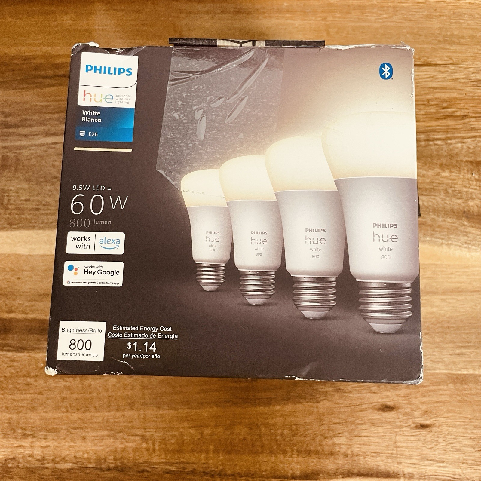 Philips Hue Smart 60w A19 Led Bulb - Soft Warm White Light - 4 Pack - 800lm
