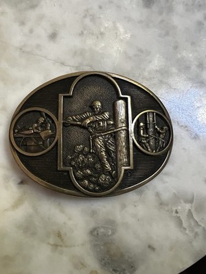 LINEMAN TECHNICHIAN ELECTRICAL WORKER TELEPHONE BRASS ADM BUCKLE