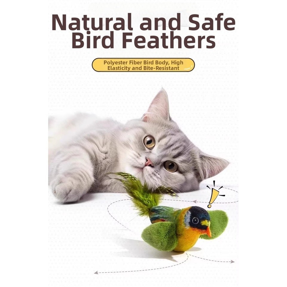 Jouet Pour Chat Avec Oiseau En Peluche Et Corde De Suspension – Stimulation Interactive, Rechargeable En Herbe à Chat, Lavable