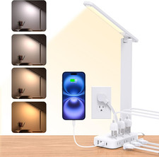 Desk Lamp with 6 Outlets 4 USB Ports 2 Usb-C ,Eye Protection Table Lamp Power St