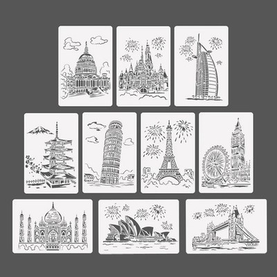 Scratch Art Papier Set Tier Welt Wahrzeichen Malerei DIY Dekor Kreativ