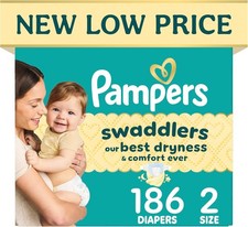 Pampers Swaddlers Size 2 Diapers 186 Count 10-22 lbs Hypoallergenic