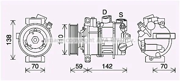 Compressore climatizzazione R 134a VNAK401 AVA QUALITY COOLING per VW SEAT SKODA