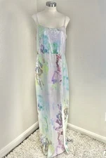THEIA Women’s Sequin Maxi Gown Dress Size 14 Multicolor Watercolor Prom Formal