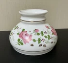 Vintage Milk Glass Hand Painted Rose Lamp Shade 6in Fitter Floral Gold Trim