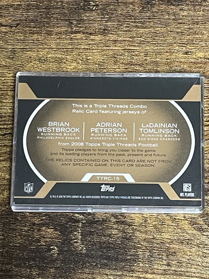 Adrian Peterson Tomlinson Westbrook 2008 Topps Triple Threads Jersey Patch #8/15 - Image 2 of 3