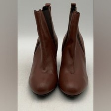 Lorenzo Dei Designer Ankle Boots Round Toe Block Heel Brown Leather Size 10