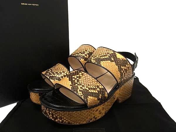Dries Van Noten Python Leather Sandals 385 Beige … - image 1
