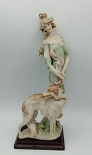 Giuseppe Armani Florence Figurine Lady with Borzoi Dog Crown N Mark Italy 1980s