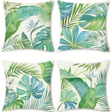 4pcs 45x45cm Green Tropical Leaf Pillow Covers Home Decor