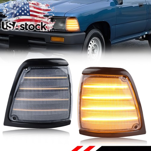 Clear Lens Amber LED Corner Parking Marker Light For 1992-1995 Toyota Pickup 2WD