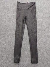 Spanx Leggings Womens Small Black Reptile Print Pull On Ankle Snake