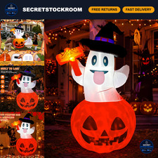 5FT Halloween Inflatable Pumpkin Ghost - Spooky Outdoor Decor, Yard Decoration