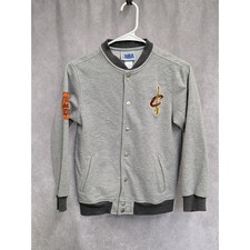 NBA Cleveland Cavaliers Kids Gray Varsity Snap Sweatshirt Jacket Youth Medium 8