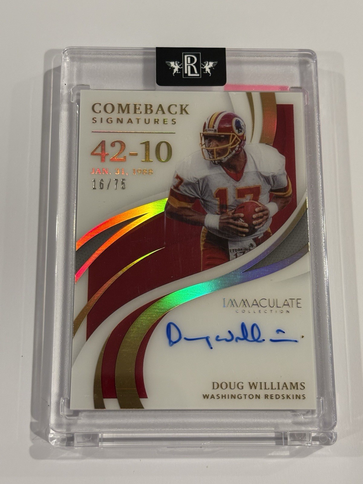 2021 Panini Immaculate Doug Williams Comeback Signatures /75 Auto Redskins