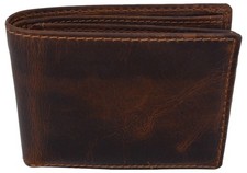 Vintage Leather RFID Blocking Brown Men's Bifold Center Flap Wallet