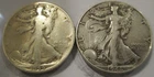 Walking Liberty Silver Half Dollars, 50c, Lot of 2, 90% Silver-LOT G