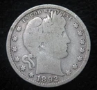 1892-S Barber Quarter * Harder Date to Find * First Year * 5405