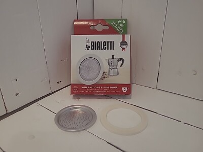 Bialetti 2 Tassen Mokkakanne Filterplatte & 1 Silikondichtung Moka Express/Induktion