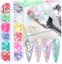 12 Grids/box Nail Art Glitter Powder Fairy Sequins Laser Flakes Decoration DIY K